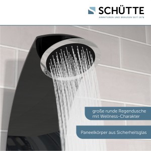 Sch&uuml;tte Duschpaneel LANZAROTE | mit Thermostat und &Uuml;berkopfbrause | Schwarz