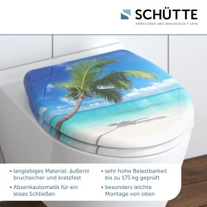 Sch&uuml;tte WC-Sitz Toilettendeckel Strandurlaub mit Absenkautomatik Duroplast
