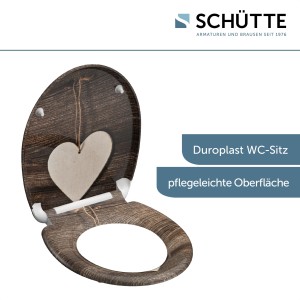Sch&uuml;tte WC-Sitz Toilettendeckel H&ouml;lzerne Liebe mit Absenkautomatik Duroplast