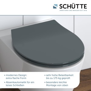 Sch&uuml;tte WC-Sitz Toilettendeckel SLIM ANTRAZIT | mit Absenkautomatik &amp; Schnellverschluss | Duroplast
