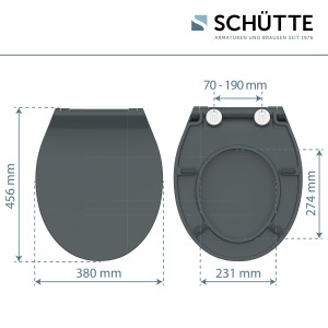 Sch&uuml;tte WC-Sitz Toilettendeckel SLIM ANTRAZIT | mit Absenkautomatik &amp; Schnellverschluss | Duroplast