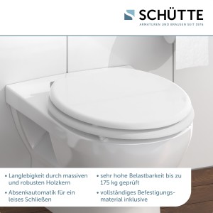 Sch&uuml;tte WC-Sitz Toilettendeckel WHITE | mit Absenkautomatik | Holzkern
