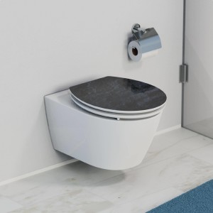 Sch&uuml;tte WC-Sitz Toilettendeckel BLACK STONE | mit Absenkautomatik | MDF-Holzkern | Hochglanz