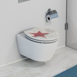 Sch&uuml;tte WC-Sitz Toilettendeckel RED STARFISH | mit Absenkautomatik | MDF High Gloss