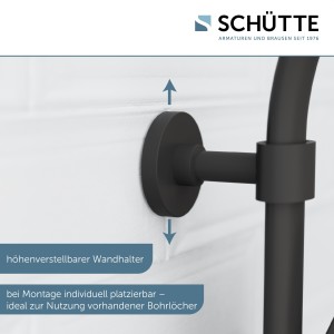 Sch&uuml;tte &Uuml;berkopfbrause-Set mit Thermostatarmatur MADURA FRESH | Schwarz matt