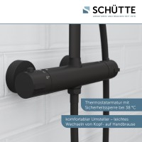 Sch&uuml;tte &Uuml;berkopfbrause-Set mit Thermostatarmatur MADURA FRESH | Schwarz matt