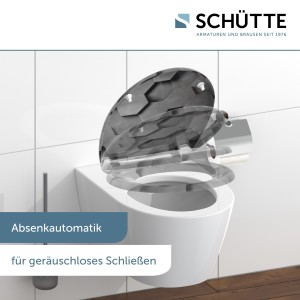 Sch&uuml;tte WC-Sitz Toilettendeckel GREY HEXAGONS | mit Absenkautomatik &amp; Schnellverschluss | Duroplast