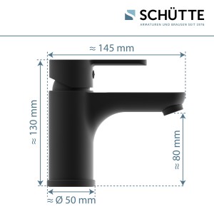 Sch&uuml;tte Waschtischarmatur mit Einhebelmischer und Ablaufventil DENVER | Hochdruck | Schwarz Matt