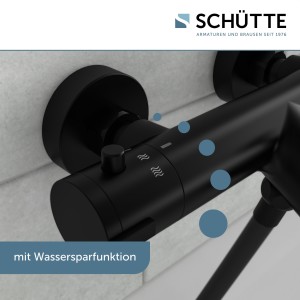 Sch&uuml;tte Wannenf&uuml;llarmatur mit Thermostat LONDON | Schwarz Matt