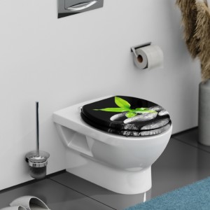 Sch&uuml;tte WC-Sitz Toilettendeckel DARK STONES &amp; BAMBOO | mit Absenkautomatik | MDF-Holzkern
