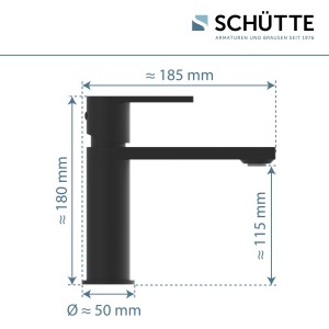 Sch&uuml;tte Waschtischarmatur mit PopUp-Ablaufgarnitur MANHATTAN | Hochdruck | Schwarz Matt