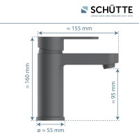 Sch&uuml;tte Waschtischarmatur mit Ablaufgarnitur ELEPHANT | Hochdruck | Anthrazit Matt